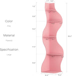Modern Corner Shelf, 5 Tier High Corner Shelf, Fits Small Spaces, Scalloped Corner Bookcase with Storage Space, Wooden Display Stand for Plants, Books and Decorations, Assorted Colors and Sizes (Pink)