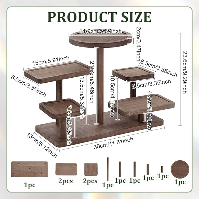 PH PandaHall 5 Layer Wood Riser Stand Tiered Display Stand Jewelry Organizer Holder Tiered Tray Rack Wood Flower Plant Shelf Display for Jewelry Succulent Plants Home Decoration Room Office Party