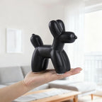 Notakia Cute Ceramics Black Balloon Dog Statue Crafts Living Room Desktop Decorations,Handmade Modern Small Ceramic Animal Statue Ornament Home Decor Accents (Black, Large)