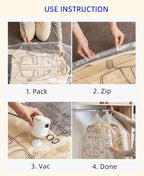 Hanging Space Bags Vacuum Storage Bags for Clothes, Dress, Winter Coats, 6 Pack 53.1x27.6 inch, Large Reusable Garment Protector