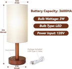 LALISU Cordless Table Lamp, 3 Color Dimming Portable Battery Lamp, Touch Control Wood Base Small Bedside Lamps for Night Stands, Living Room, Office(LED Bulb Included) (Cordless Wood Base)