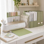 BLU MONACO | Set of 6 Foldable Magazine File Holders in Earth Green | Heavy-Duty Vertical File Organizers with Label Holders | Desk Organizer Set for Paperwork, Documents & Office Storage