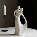 Modern Abstract Couple Statue, Kissing Lovers Sculpture Figurine for Home Decor Living Room Bedroom Bookshelf Office, Gift for Wedding Anniversaries, Love Decor Ornament for Valentines - Style A-White