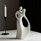 Modern Abstract Couple Statue, Kissing Lovers Sculpture Figurine for Home Decor Living Room Bedroom Bookshelf Office, Gift for Wedding Anniversaries, Love Decor Ornament for Valentines - Style A-White