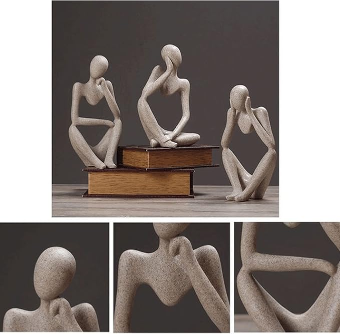 Thinker Statues and Sculptures, Sandstone Resin Thinker Statue Ornaments, Abstract Style Sculptures, Housewarming Gifts, Housewarming Decorations, Living Room Dining Desk Decorations (Left, Small)
