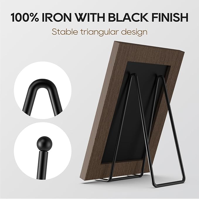 HONGYUTAI 3 Pack 8 Inch Plate Stands for Display Picture - Table Top Display, Decorative Metal Frame Holders for Book, Photo and Platter, Tabletop Art, Black