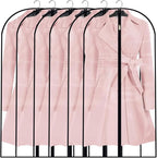 Clear Garment Bags (24'' x 48'' Set of 6) Clothes Covers for Closet Storage Closet Cover for Open Closet Hanging Clothes Travel Bag Clothes Bags with Zipper Gown Garment Bag for Long Dresses