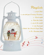 Christmas Snow Globes Snowman Decor, Musical Glitter Globe Light Up 6H Timer Cardinal Mailbox Village Snowman Snow Globe Christmas Decorations