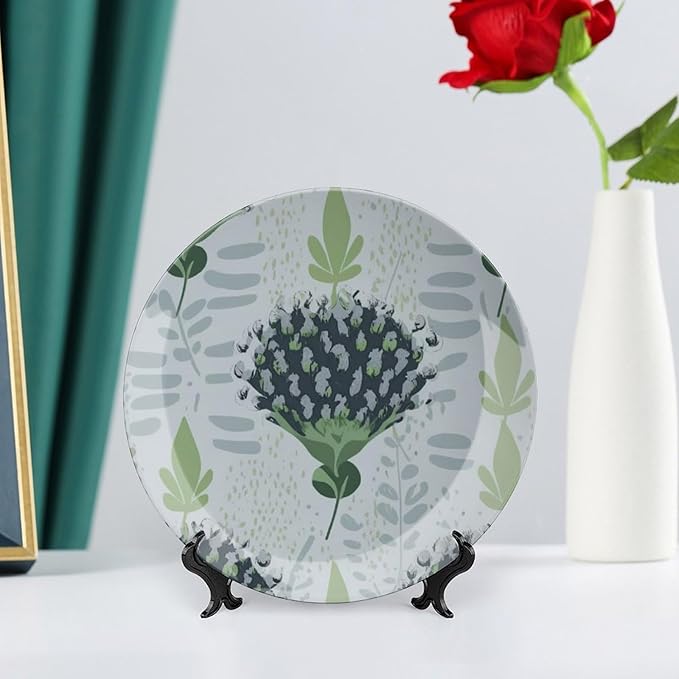 Decorative Plate Chinoiserie Floral Custom Decor for Art Decoration Club Farmhouse Wedding Ceramic Craft for Decorative Ornaments 1 Plate with 1 Display Stand, Multi Sizes, Gifts for Men Women