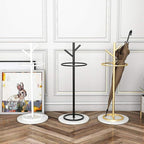 WXYZ Golden Umbrella Stand with Branch Shape, Creative Wrought Iron Umbrella Barrel with Solid Marble Base, Decorative Ornaments 32x55cm (Color : Gold+Black)