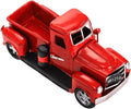 Youeon Farmhouse Red Truck Decor, 7x3.1x3.5 Inch Vintage Metal Pickup Truck Valentine Ornament Gift, Rustic Table Centerpiece, Small Garden Planter Truck Decoration