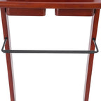 Clothes Valet Stand, Wood Valet Stand Suit Rack Stand with Drawer for Men/Women, Contour Hanger, Trouser Bar, Belt Hooks Shoe Rack, Freestanding Valet Stand (Reddish Orange)