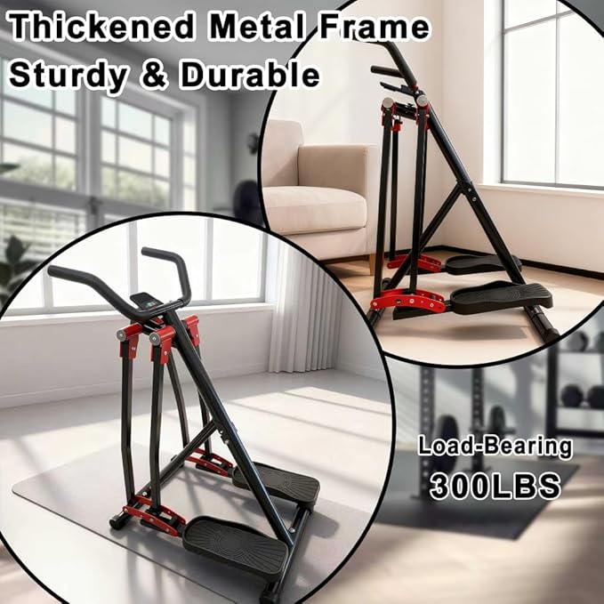 Air Walker Exercise Machine,Foldable Elliptical Machine for Home,Mini Elliptical for Full-Body Low-Impact Exercise with LCD Display Ideal for Home Gym