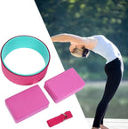 4pcs Yoga Wheel Set with Yoga Block and Stretch Strap, Premium EVA Foam Back Pain Relief Fitness Kit for Deep Stretching and Flexibility Training