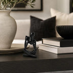 Black Bookshelf Decor Thinker Statue, Abstract Reading Figurine Style B, Resin Decorative Bookend for Coffee Table, Shelf, Home Office, Library