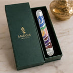 Matashi Hand Painted Multi Color Enamel 6 inch Mezuzah Embellished with Hebrew Shin Home Door Wall Decor Home Décor Jewish Holiday Housewarming Present House Blessing Gift for Holiday Festival