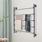 Wall Mounted Scarf Rack, 5-Tier Metal Scarves Towels Rack Wall Display Silk Ribbon Storage Organizer Black Hijab Hanger for Flower Shop Retail Store (Black)