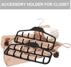 FairyHaus Belt Hanger Organizer 2 Pack, Non Slip Tie Rack Holder, Durable Hanging Closet Accessory Hooks for Belts, Ties, Jewelry, Scarves, Black