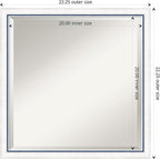 Amanti Art White Wall Mirror 22x22 Morgan White Blue Square Bathroom Mirror for Wall Decor Living Room, Medium Modern Wood Frame, Hangs Horizonally and Vertically, Bathroom Decor, Beveled Edge