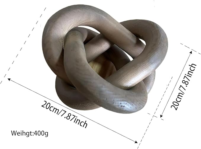 Wood Knot Chain Link Decor - 3 Link Boho Wooden Hand Carved Decorative Wooden Links Knots for Coffee Table Entryway Modern Farmhouse Shelf Decoration (Coffee)
