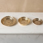 Shubhkart Premium Solid Brass Nakshi Plate Set (3 Sizes: L/M/S) – Handcrafted Decorative Puja Plates for Aarti, Temple, Festivals & Home Mandir Décor | Elegant Brass Thali Set for Diwali & Gifting