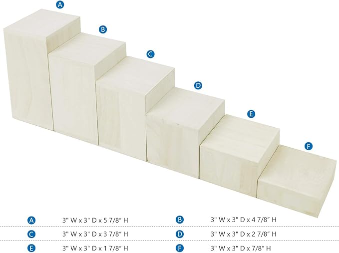 Mooca Wooden 6 Pcs Square Risers for Display Jewelry and Accessories Display Stand (Wash White)