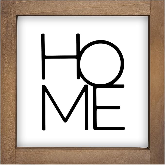 6 Inch Home Sign Decor, Wooden Family Room Wall Decor for House Art, Indoor Entryway Shelf Table Tiered Tray Mantel Rustic Farmhouse Decoration