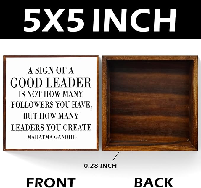 Inspirational Leadership Gift A Sign of A Good Leader Desk Decor Wooden Box Sign Office Decorations for Work, Rustic Wood Box Sign for Leader Boss Mentor Home Office Desk Shelf Decoration.