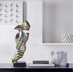 aboxoo Abstract Statues Silence is Gold Decorative Objects,Modern and Simple Resin Figurine,Desk Decoration for Office Home Piano Decor. (Silver)