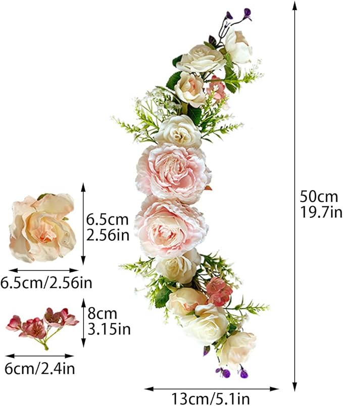 Artificial Rose Lintel Wreaths,Wedding Arch Flowers,Artificial Rose Flower Swag,Floral Swag Garland,Silk Flower Swag for Door Wedding Party Wall Backdrop (#1)