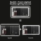 LOAAO 40X24 LED Bathroom Mirror with Lights, Anti-Fog, Dimmable, Backlit + Front Lit, Lighted Bathroom Vanity Mirror for Wall, Memory Function, Tempered Glass (Safe to Use)