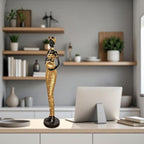 African Statue Sculptures - 16.4" Lady Figure Figurines,Table Top Resin Home Decor,Suitable for Placement in Study, Bedroom, Living Room(Gold)
