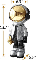 Dosker Astronaut Statues Spaceman Sculpture Polyresin Arts Gifts Silver Figurine Ornament Room Decor for Men,Home and Crafts Desktop Accessories Tabletop Decoration, Living Room, Office, Bookshelf