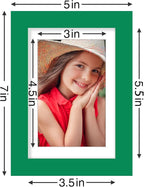 Vittanly 4x6 Picture Frames Set of 9, Shatter Resistant Plexiglass, Display 3.5x5 Pictures with Mat or 4x6 without Mat, Photo Frames for Wall or Tabletop, Engineered Wood, Green