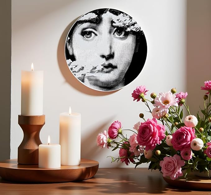 10" Italian-Style Decorative Plate – Modern Art Face Design, Handcrafted Ceramic Platter for Tabletop or Wall Display (Pretty Face)