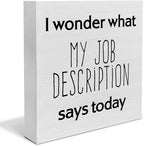 Country Office Wood Box Sign Decor Desk Sign I Wonder What My Job Description Wooden Box Block Sign Rustic Home Office Shelf Wall Decoration Coworkers Gift