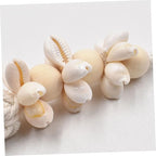 Pastoral Wooden Beads String with Shells and Tassels Creative Boho Decor for Home Beach Inspired Rustic Touch Versatile Hanging Garland for Walls Windows