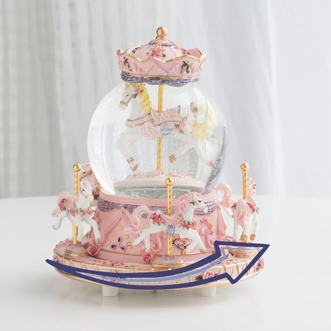 LOVE FOR YOU Gift-Wrapped with Ribbon Musical Snow Globe Carousel Music Box Color Lights Horses Unicorn Decor Gifts for Girls and Daughter Granddaughter Niece Women Kids Christmas Birthday