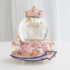 LOVE FOR YOU Gift-Wrapped with Ribbon Musical Snow Globe Carousel Music Box Color Lights Horses Unicorn Decor Gifts for Girls and Daughter Granddaughter Niece Women Kids Christmas Birthday