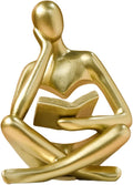UTTCMK Abstract Art Thinker Statue - Reading Thinker Sculpture Figurine, Modern Home Decoration for Living Room Office Shelves Coffee Table Desk Decor (Gold)