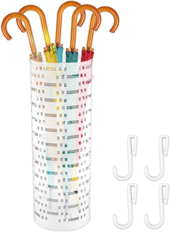 Umbrella Stand Rack, Free Standing Round Metal Umbrella Holder, Walking Sticks Umbrella Bins Waterproof Umbrella Storage Rack 16.5 x 6 inch Hollow Umbrella Storage Bucket for Indoor Home Office