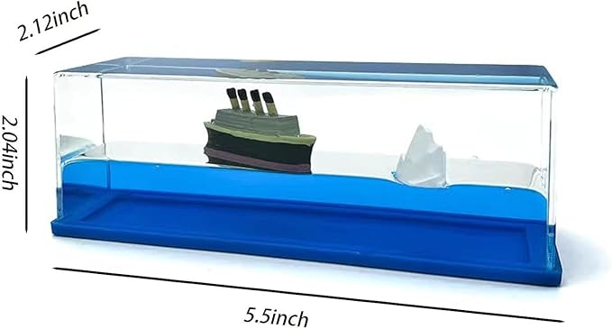 Unsinkable Titanic Cruise Ship in a Bottle, Cruise in Ocean Wave Desk Decor, Cool Mini Liquid Ship Best for Room Decoration, Desk Toy & Titanic Gifts (F)