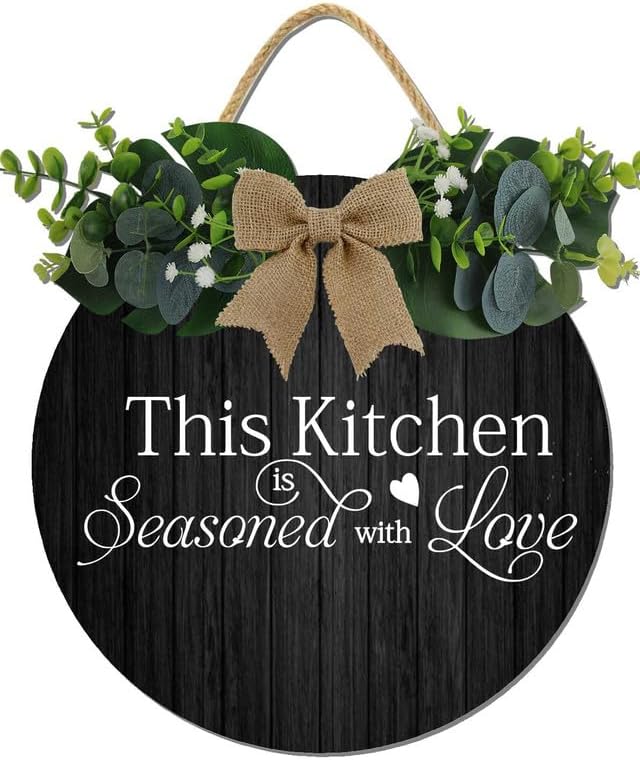 Kitchen Sign,This Kitchen Is Seasoned With Love Rustic Round Wooden Sign,For Home, Office, Store Or Restaurant