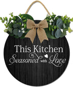 Kitchen Sign,This Kitchen Is Seasoned With Love Rustic Round Wooden Sign,For Home, Office, Store Or Restaurant
