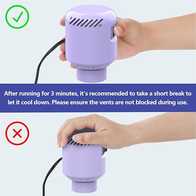 Electric Air Pump for Vacuum Storage Bags, Portable Travel Vacuum Pump Compressing Clothing Vacuum Seal Pump for Various Vacuum Seal Bags Purple(Storage Bag Not Included)