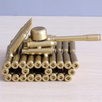 Bullet Shell Casing Shaped Army Tank Metal Sculpture,Great Decorative Artwork Model Gift for Home,Study Room Decorations (95 Tank)
