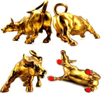 Brass Bull Statue -Art Decor Bull, Cow Figure Statues Ox Sculptures for Home Living Room Office Decoration, Symbol of Career and Wealth Medium(7.3 X 4.3 X 4.7)