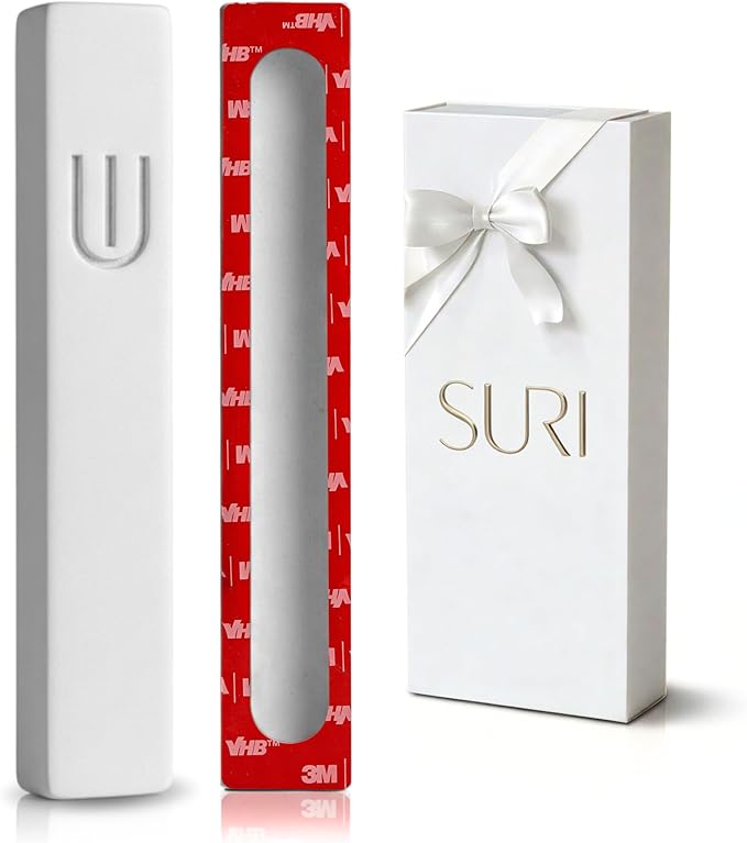 SURI Mezuzah for Door with Scroll – 6 Inch Modern Mezuzah Case with Non Kosher Scroll Included, Fits up to 5” Scroll, Easy Adhesive Installation, Gift Box Included