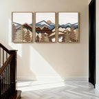 BINCUE Large Boho Mountain Wall Art Framed Mountains Wall Paintings Set of 3 Forest Mountain Sun Wall Decor Boho Landscape Artwork Rustic Mountains Art Prints for Living Room Bedroom Office Farmhouse 24x36 Inch Gift