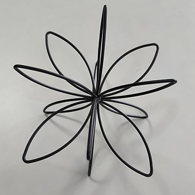 8" Black Sphere Decor, Abstract Tabletop Decorative Ball, Metal Floral Handmade Decorative Sculpture Home Decor Statues